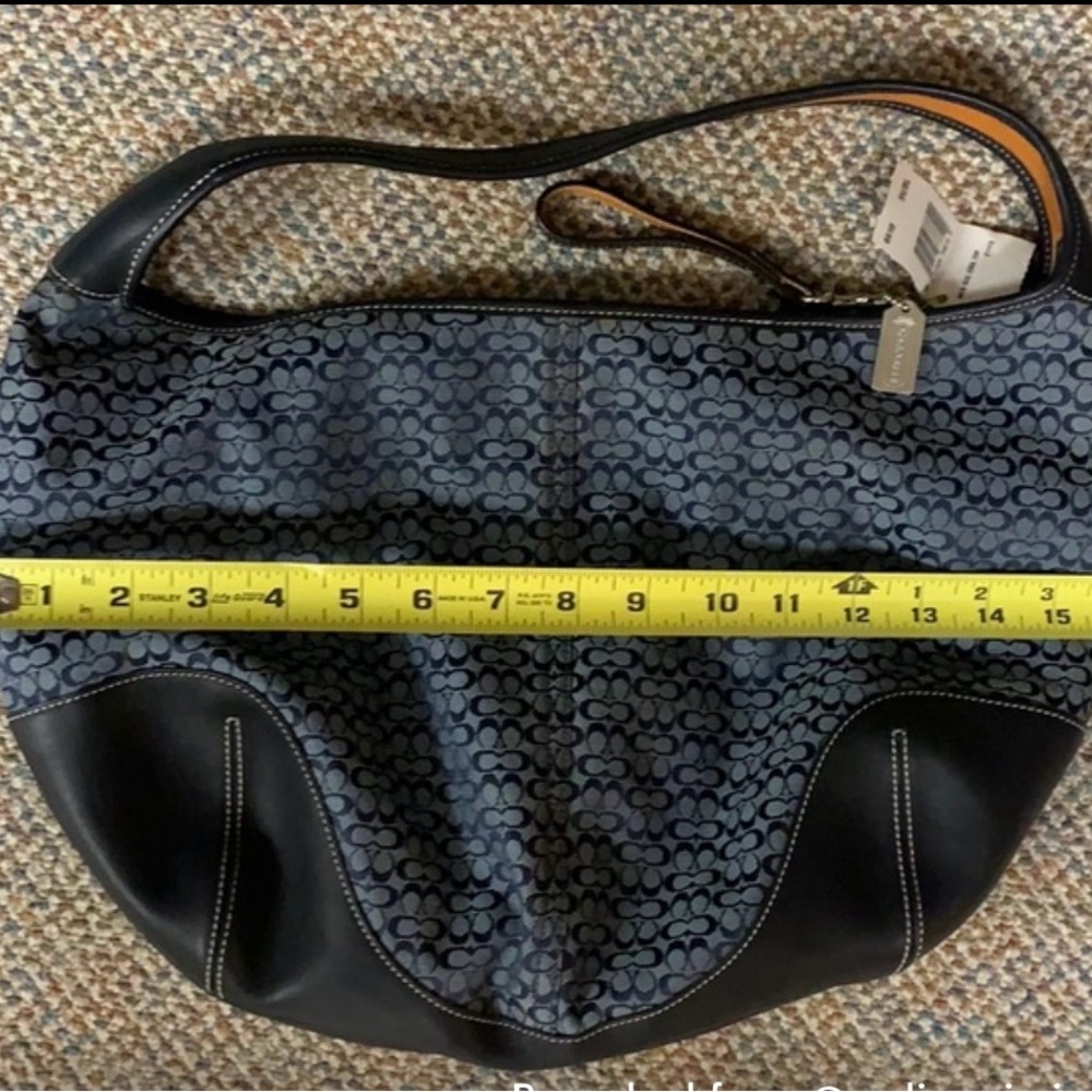 Coach Signature Black and Blue Hobo Bag